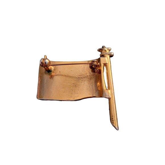 Vintage Patriot Flag Brooch Pin Gold Tone Enamel - Picture 3 of 4